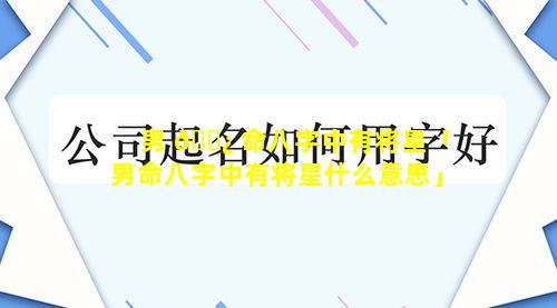 男 🌿 命八字中有将星「男命八字中有将星什么意思」